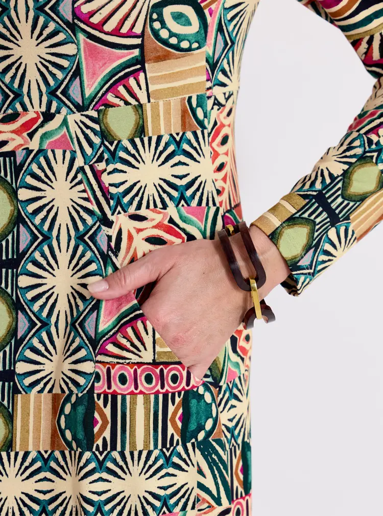 Batik Print Soft Jersey Dress
