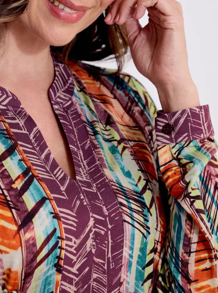 Contrast Notch Neck Shirt Dress