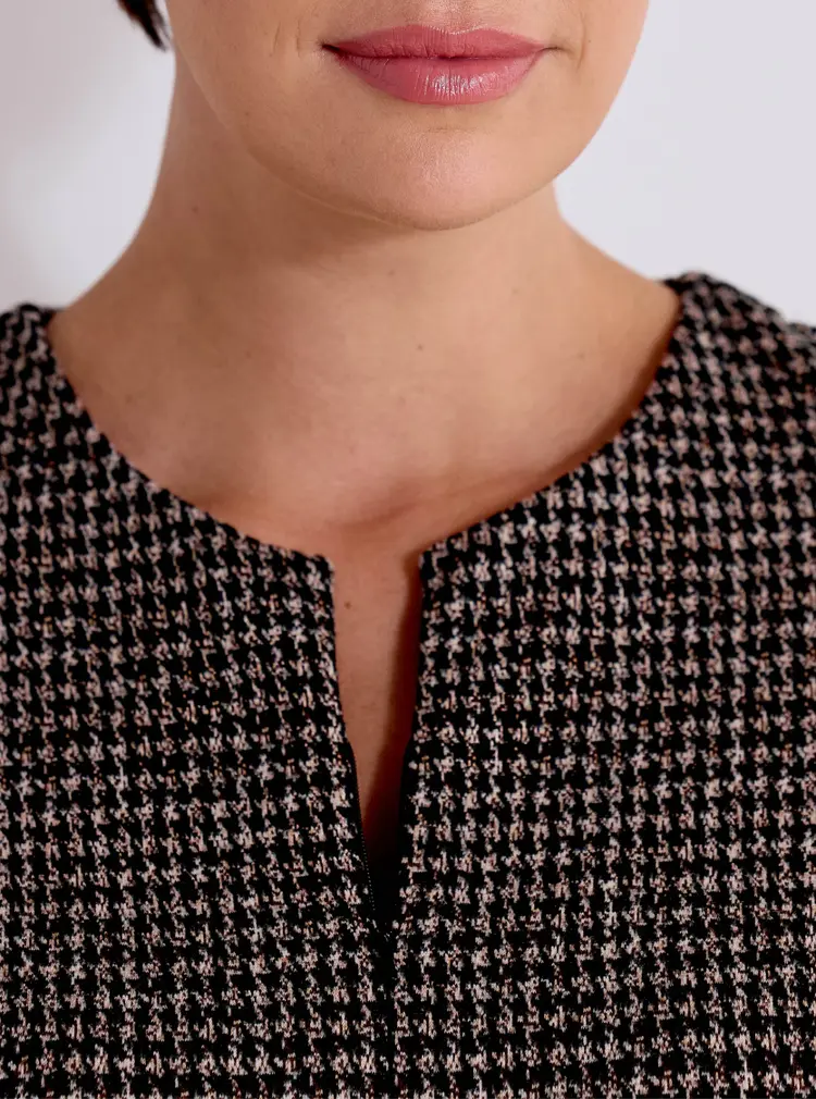 Long Sleeve Jacquard Zip Dress