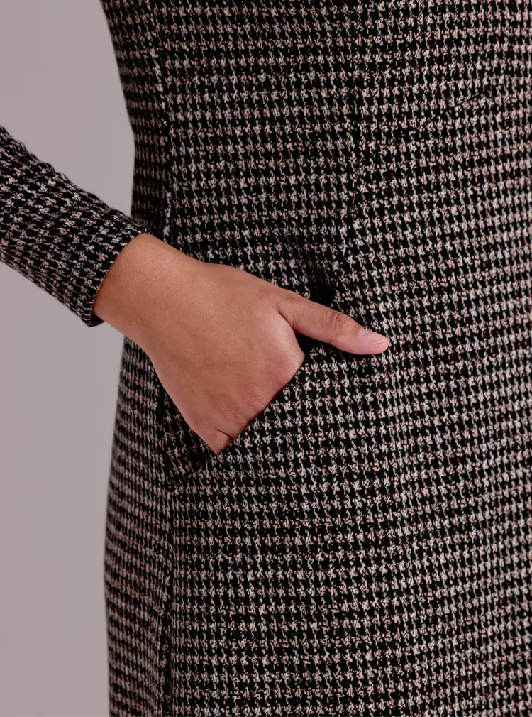Long Sleeve Jacquard Zip Dress