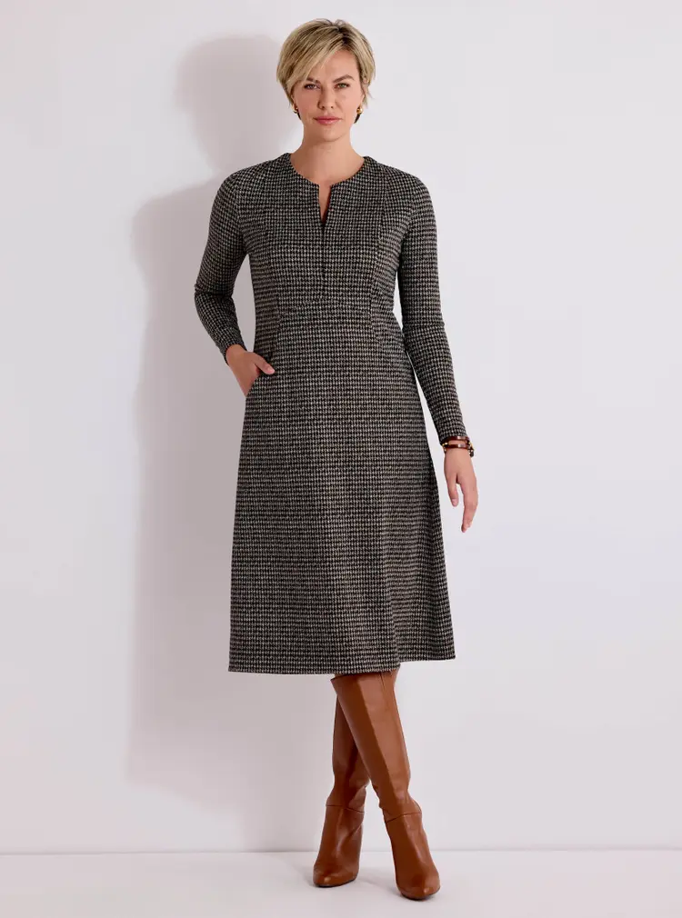 Long Sleeve Jacquard Zip Dress