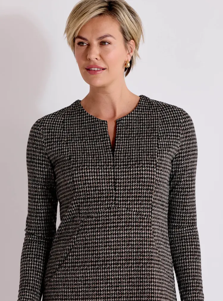 Long Sleeve Jacquard Zip Dress