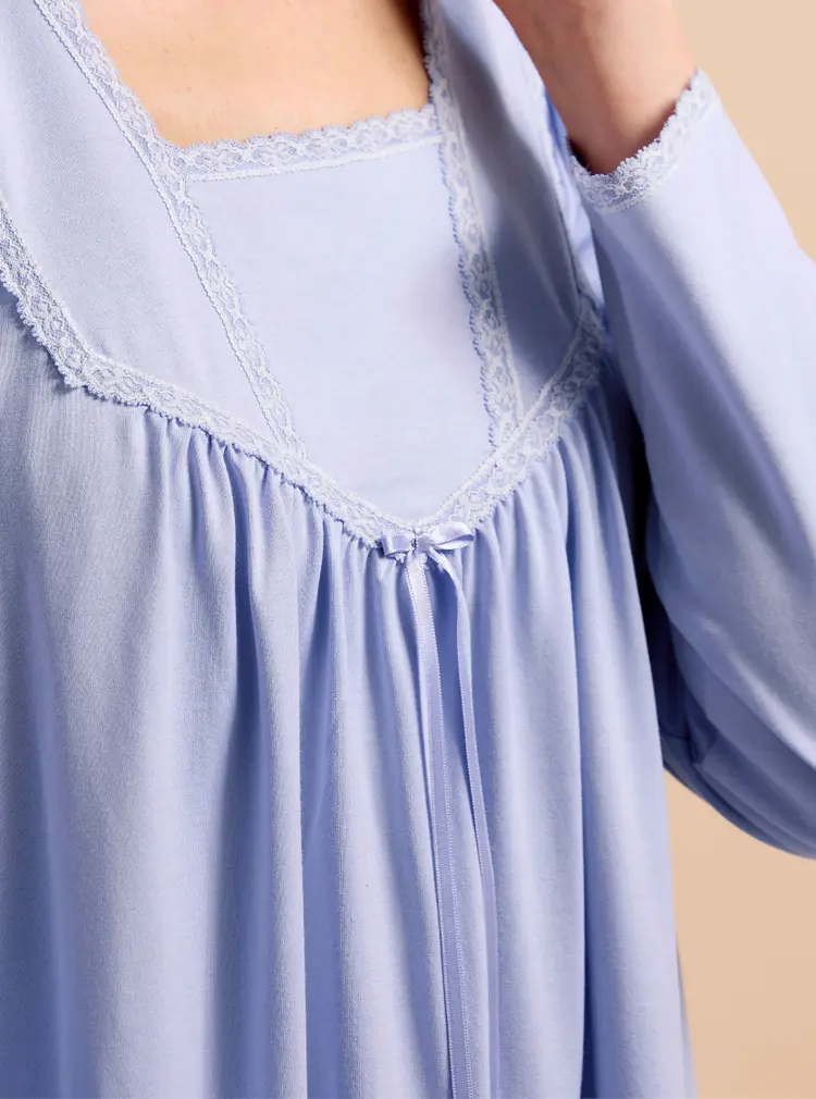 Long-sleeve Lace Trim Nightdress