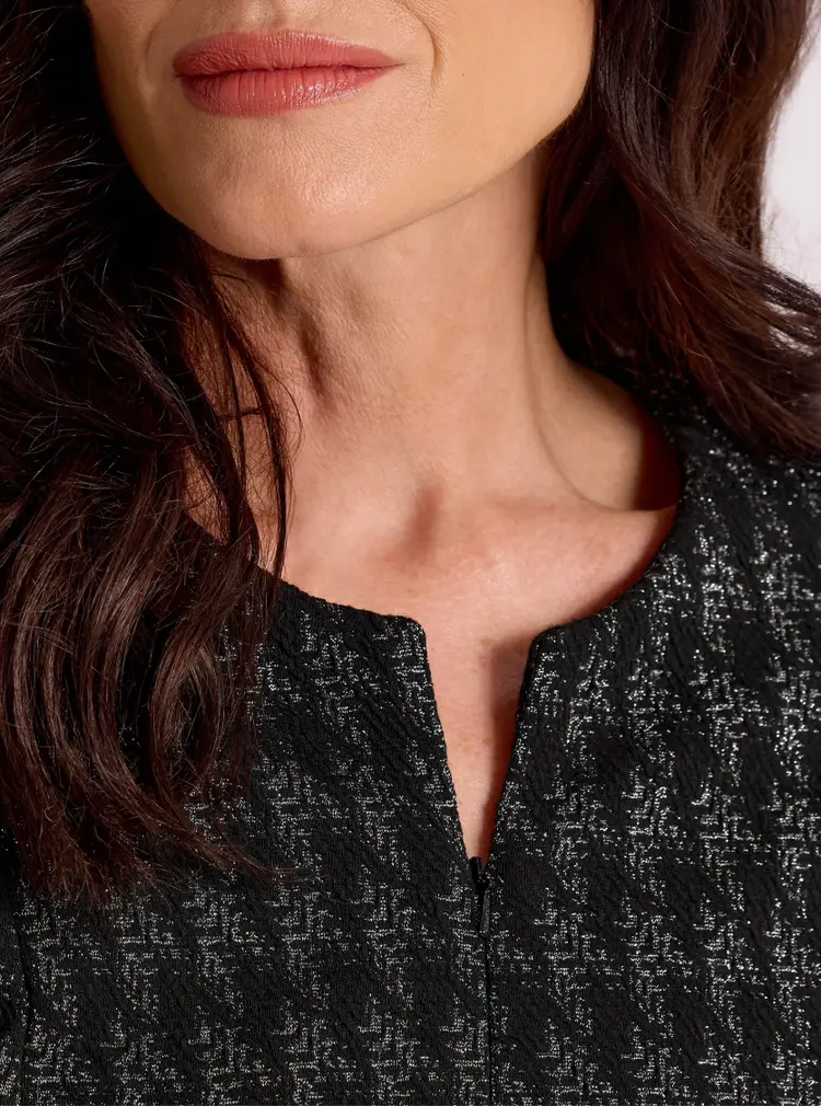 Metallic Houndstooth Jacquard Dress