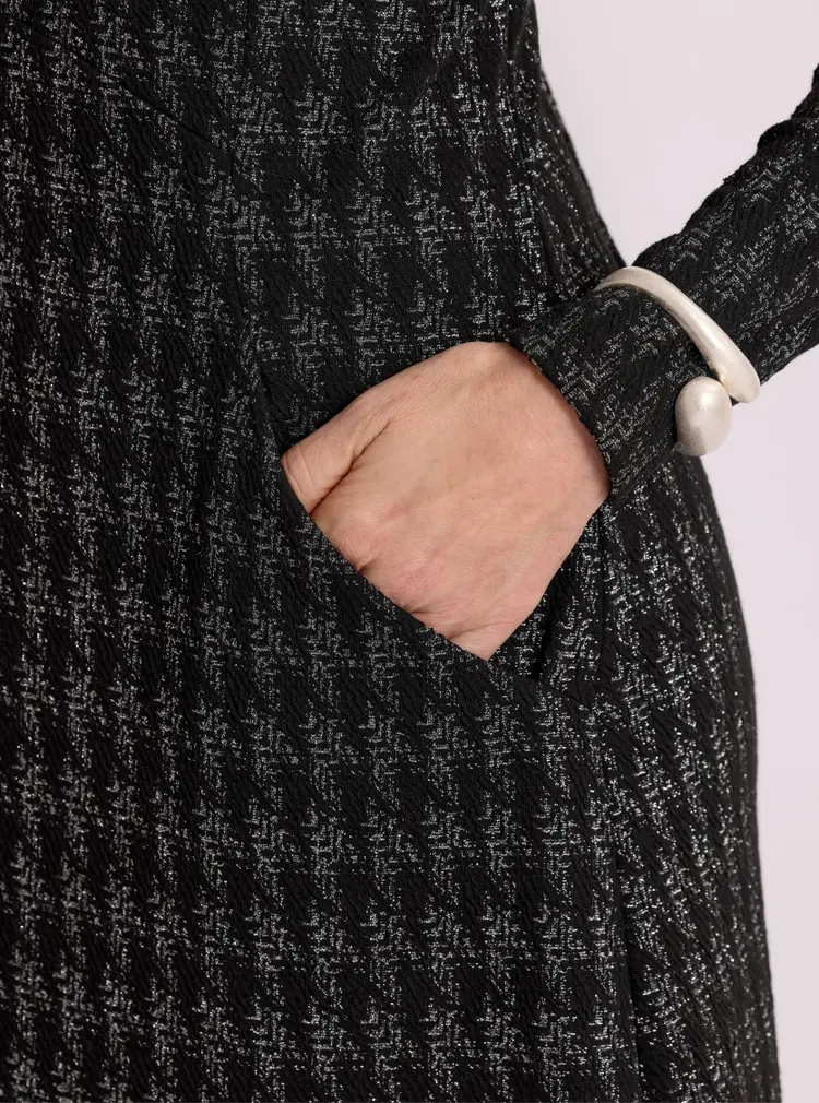 Metallic Houndstooth Jacquard Dress