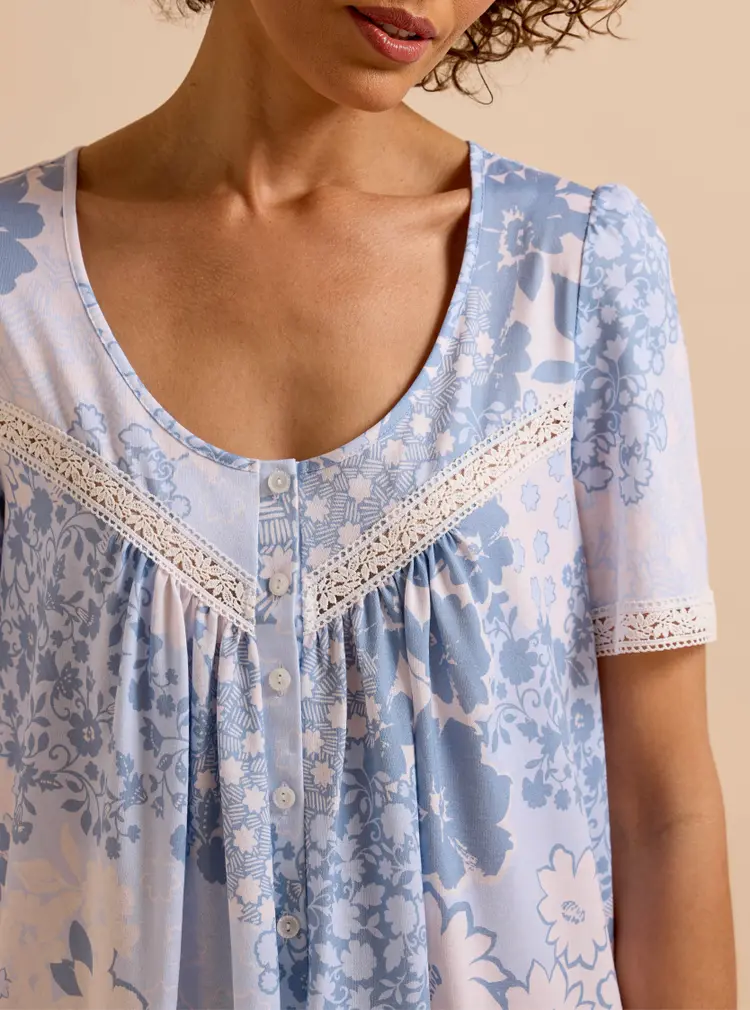 Soft Lace-trim Jersey Nightie