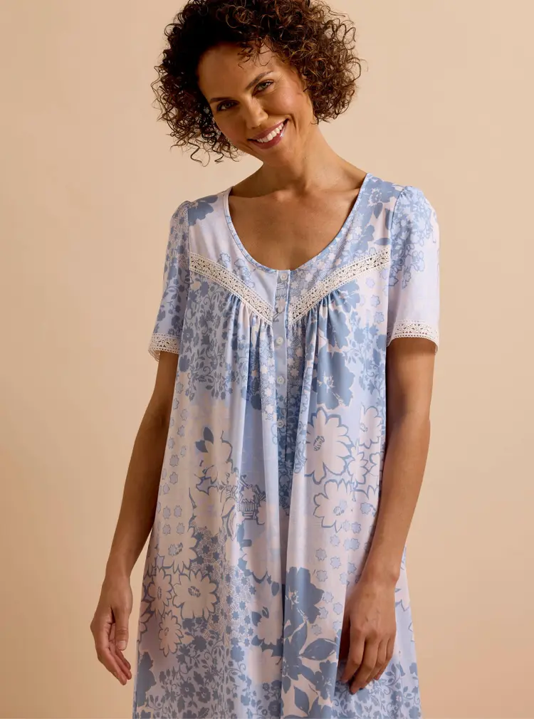Soft Lace-trim Jersey Nightie