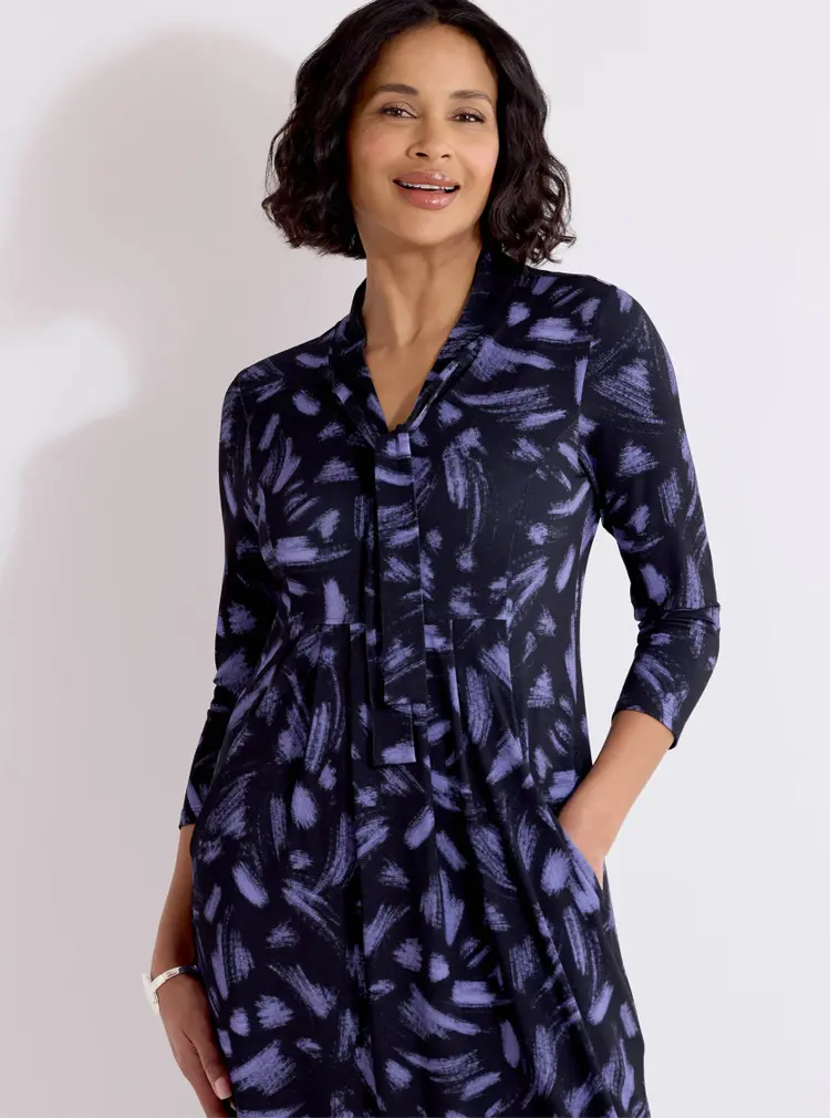 Tie-neck Jersey Dress