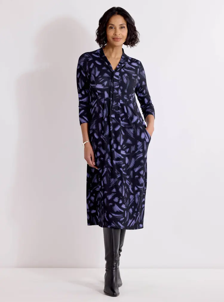 Tie-neck Jersey Dress