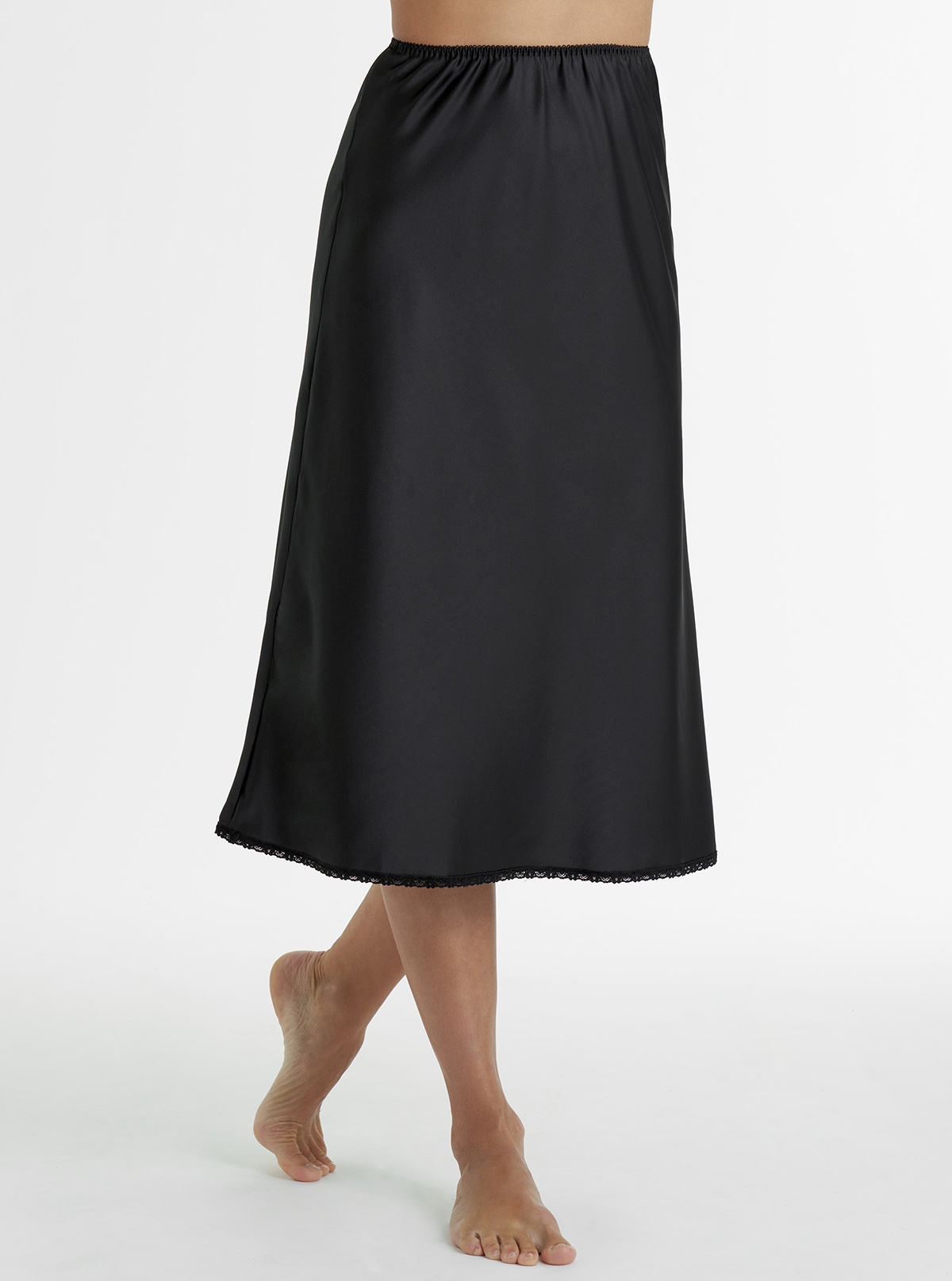 Luxury Satin Half Slip in Black Slips David Nieper David Nieper