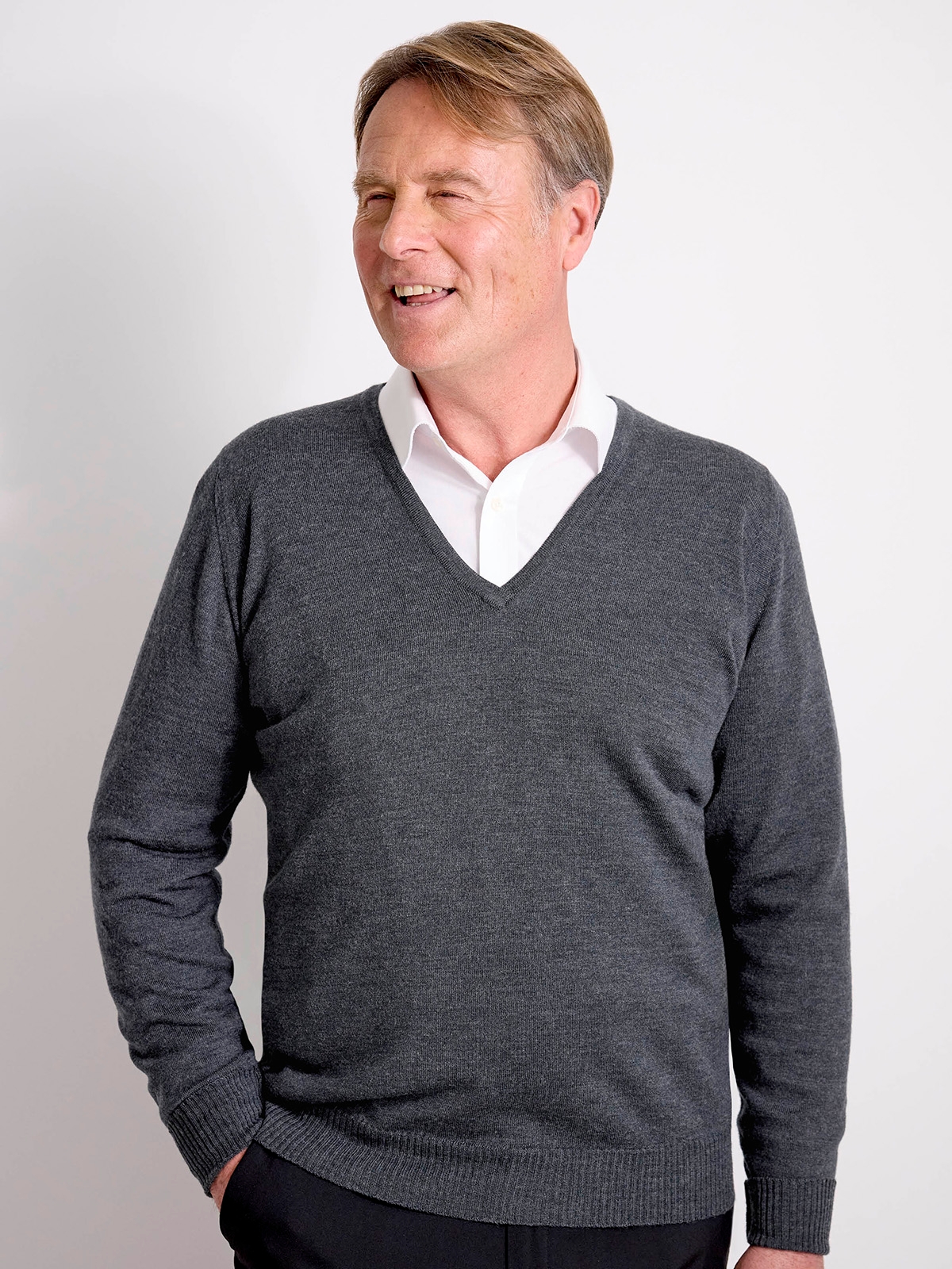 Charcoal v neck jumper new arrivals