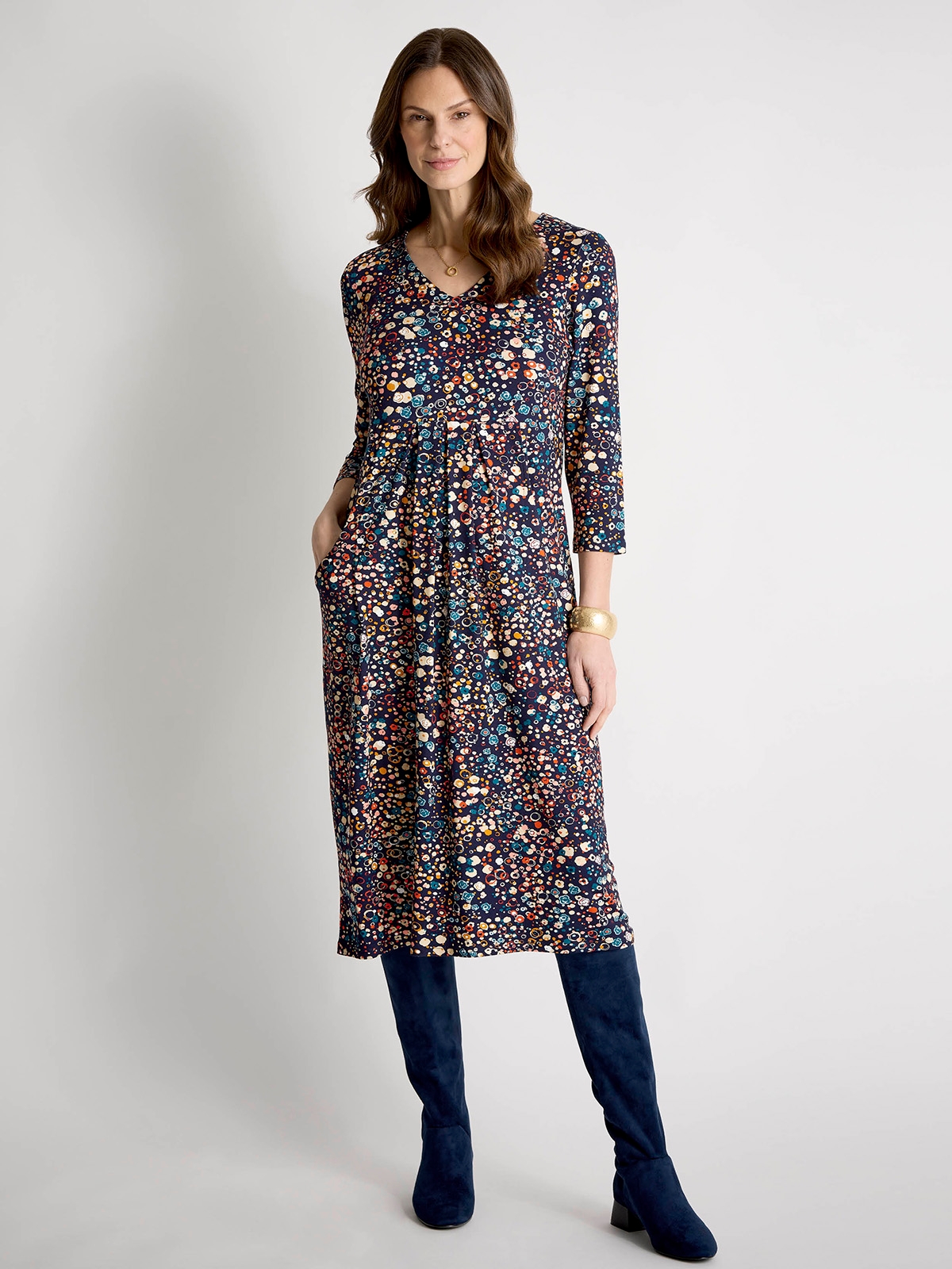 Relaxed V neck Pocket Dress Dresses David Nieper David Nieper