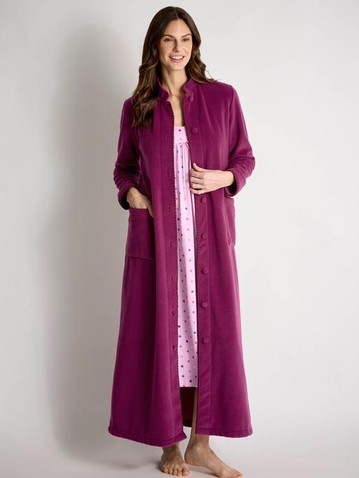 Ladies button through dressing gown clearance