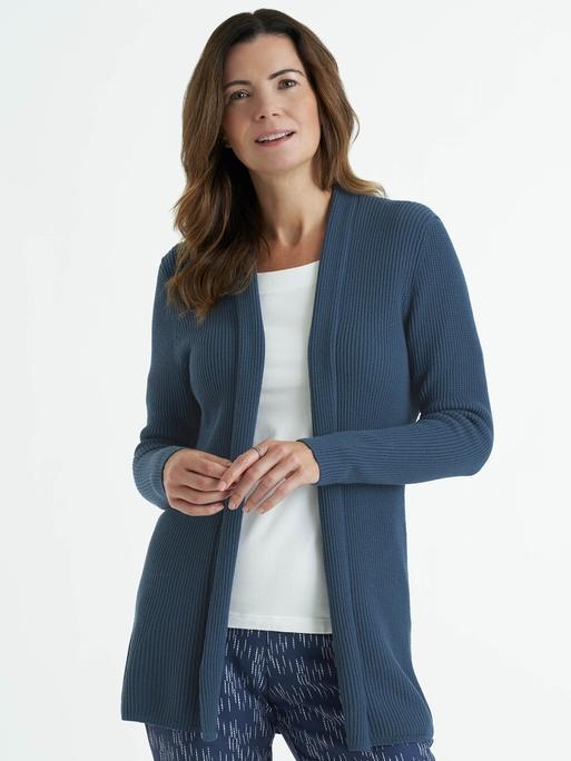Long denim cardigan clearance